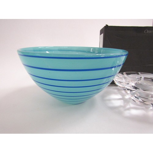 7235 - An Orrefors Madison candle holder, 14.5cm diameter, boxed and a Kosta Boda Anna Ehrner bowl, No 5950... 