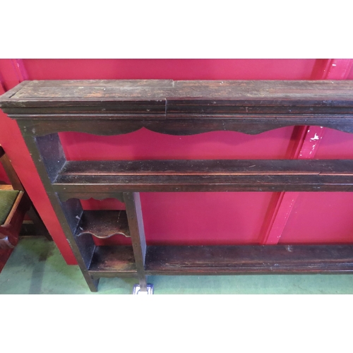 4027 - A George III elm dresser back/plate rack, 92cm tall x 175cm wide x 15cm deep  (R)  £20