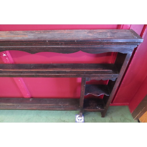 4027 - A George III elm dresser back/plate rack, 92cm tall x 175cm wide x 15cm deep  (R)  £20