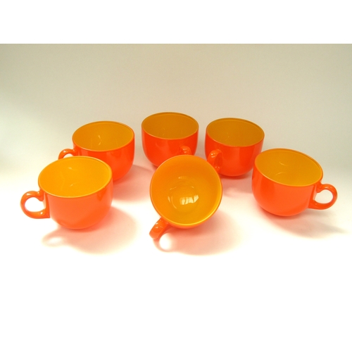 7221 - A set of six Luminarc orange and yellow glass coffee cups