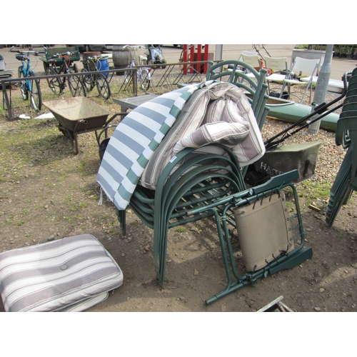 3458A - Four metal garden chairs and another