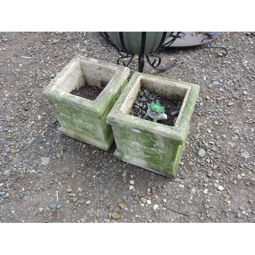 3553 - A pair of square composition planters