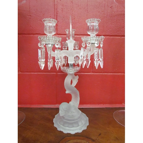 4121 - A lustre table centrepiece candelabra with mermaid form support, 49cm high  (R) £50 (E) £50-70