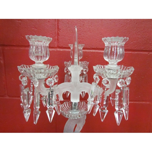 4121 - A lustre table centrepiece candelabra with mermaid form support, 49cm high  (R) £50 (E) £50-70