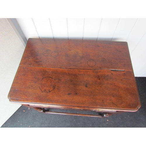 4125 - An 18th Century oak side table, the two plank top with pinched corners over a single drawer and shap... 