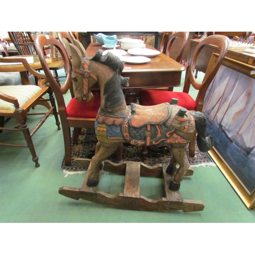 4188 - A carved and painted wooden rocking horse on treadle base (not attached)