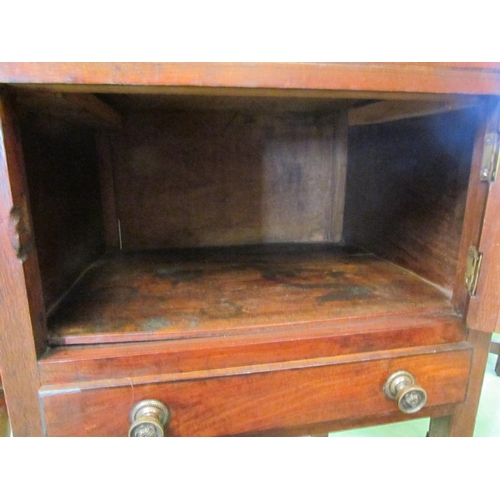 4201 - A George III mahogany gentleman's nightstand/washstand with two drawers and brass carrying handles