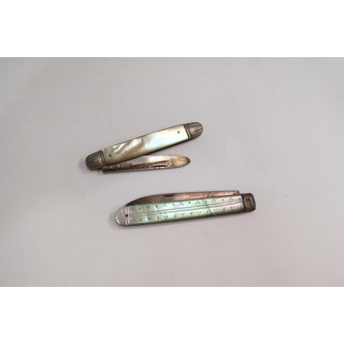 4413 - Two silver bladed mother-of-pearl fruit knives (one Georgian)