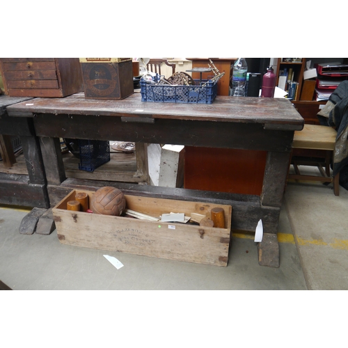 2055 - A pine pub trestle table 150cm x 50cm   (R) £30