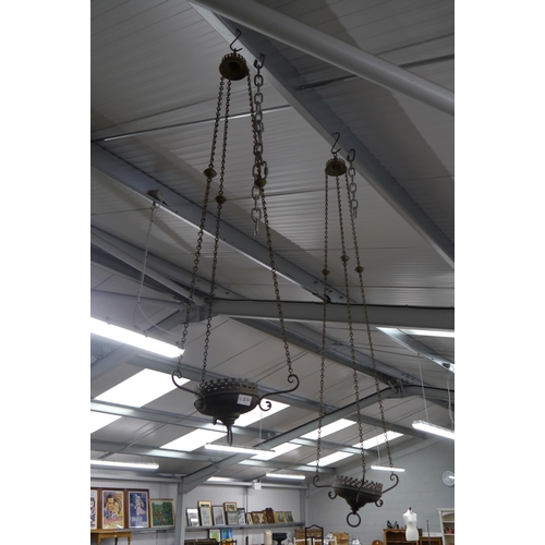 2209 - An early 20th Century brass ecclesiastical hanging lamp