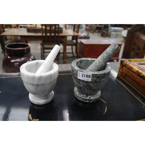 2129 - Two marble pestle and mortars