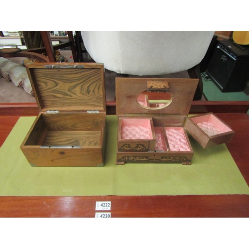 4220 - A copper and brass jug and a copper kettle together with two trinket boxes (4)