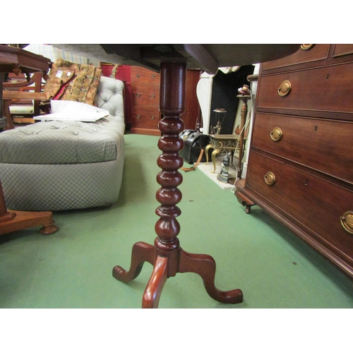 4228 - A mahogany circular tilt-top wine table on a bobbin-turned column and tripod base, 70cm tall x 49cm ... 