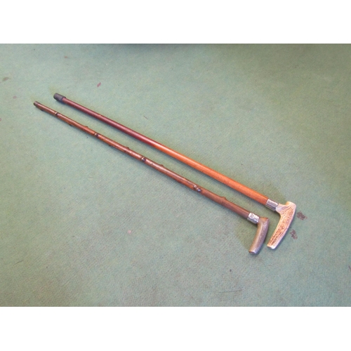 4235 - Two silver banded walking canes