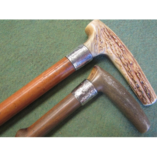 4235 - Two silver banded walking canes