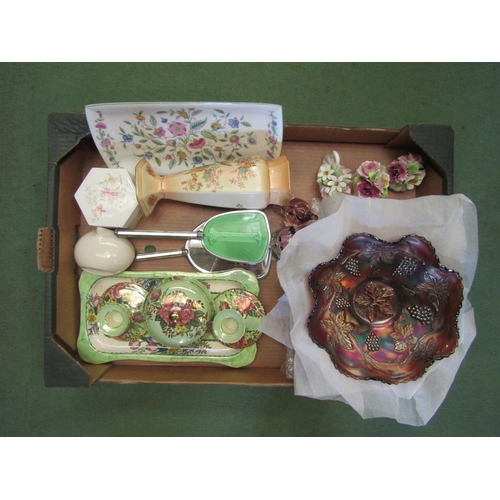 4267 - A mixed lot including carnival glass bowls, Minton 