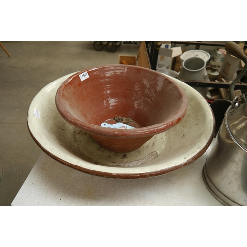 2019 - Two terracotta glazed dairy bowls