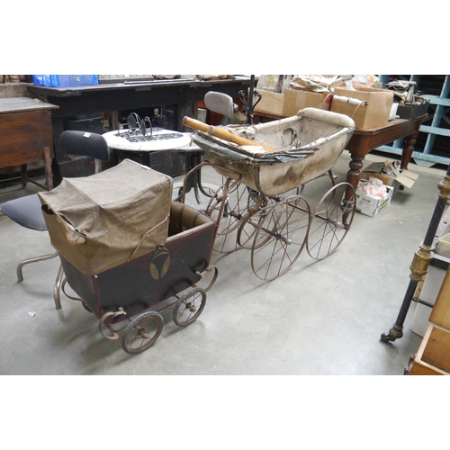 2048 - A French pram and dolls pram for restoration   (E) £10-20 Meadow