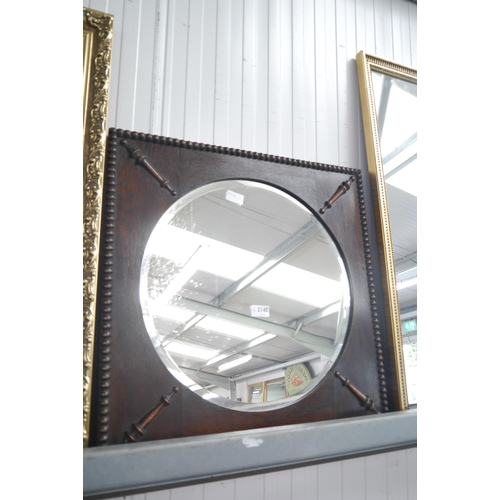 2140 - A 1930's beaded oak frame mirror