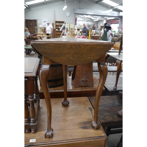 2174 - A triangular drop-leaf occasional table