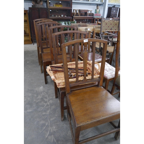 2197 - A set of six 19th Century mahogany dining chairs, candlesticks, basket and two others