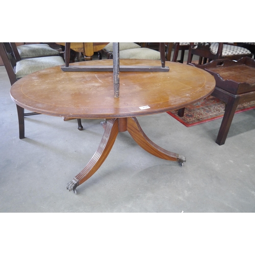 2199 - A mahogany inlaid, tilt top coffee table   (E) £5-10