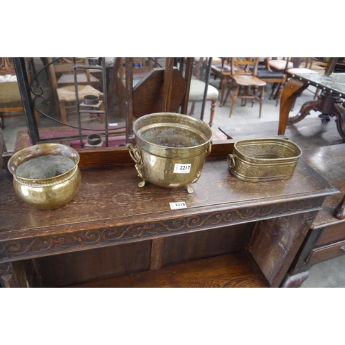 2217 - Three brass jardinière stands/ bowls