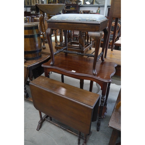 2224 - A mahogany hall table and a Sutherland table and stool