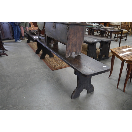 2251 - A pair of late 19th Century oak benches, 7' long