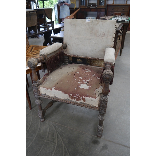 2258 - A 19th Century French carved carver chair for re-upholstery