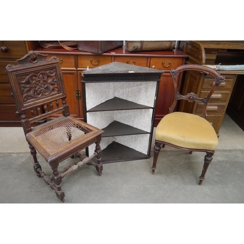 2266 - Two 19th Century chairs and a corner unit