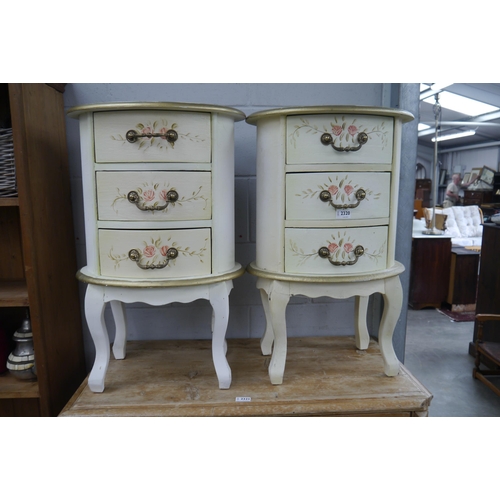 2320 - A pair of painted three drawer bedside chests   (R) £60