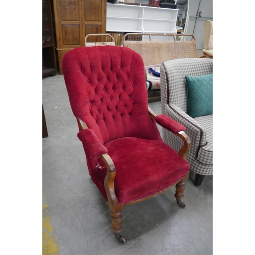 2337 - A Victorian upholstered armchair