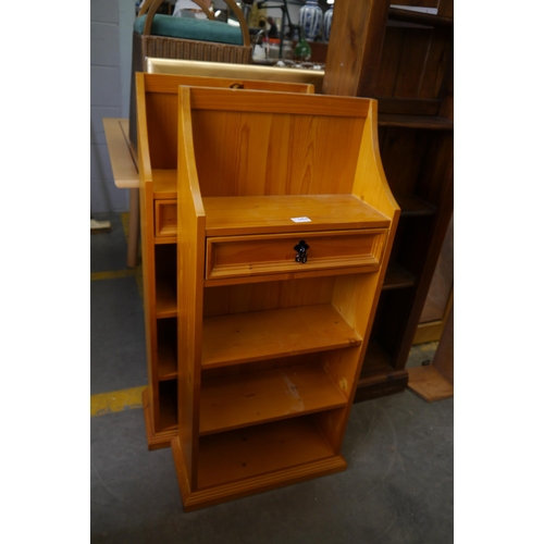 2454 - Two modern pine wall shelves with drawers