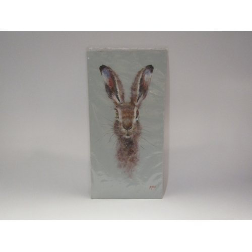 4277 - RYAN: An acrylic on board of hare, signed lower right, 41cm x 21cm