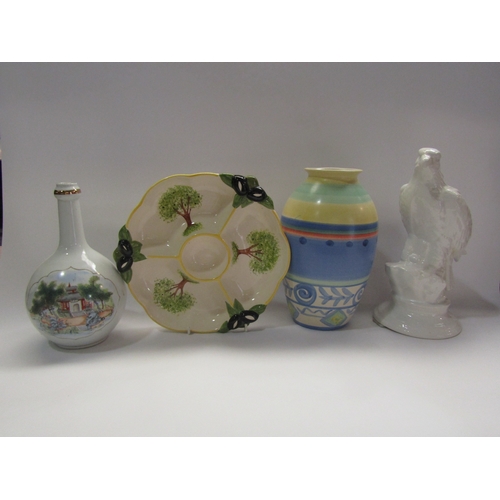 4284 - A Silea France, olive dish, Chinese vase, White Eagle figure and a German vase, 25.5 cm tall