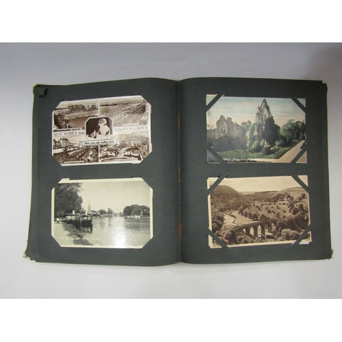 4313 - A velvet and white metal photograph album with part contents and two postcard albums with contents  ... 