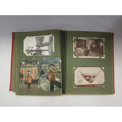 4313 - A velvet and white metal photograph album with part contents and two postcard albums with contents  ... 