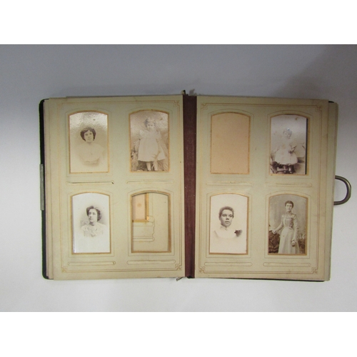 4313 - A velvet and white metal photograph album with part contents and two postcard albums with contents  ... 