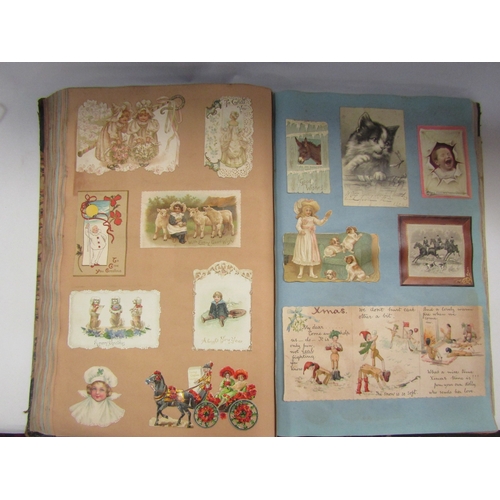 4322 - Seven variously sized mainly 19th Century scrapbooks, photograph albums, albums of pen and ink and w... 