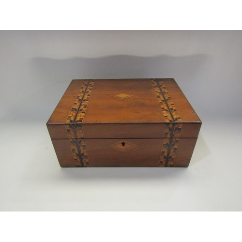 4329 - A Victorian mahogany writing box with fitted interior, together with an inlaid sewing box (2)