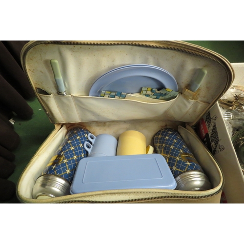 4462 - A selection of plated cutlery, kitchen utensils and a cased picnic set etc.