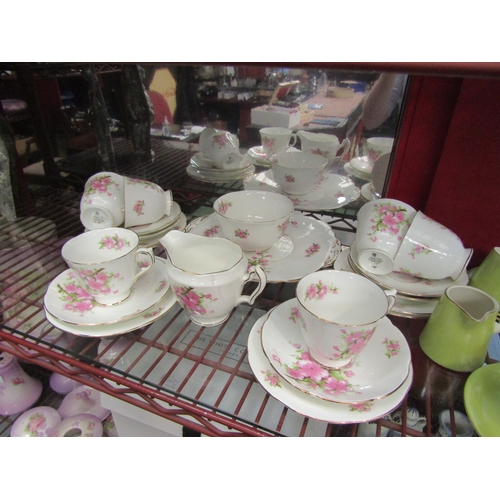 4478 - An Adderley part tea set including six trios, milk, sugar and sandwich plate together with a Victori... 