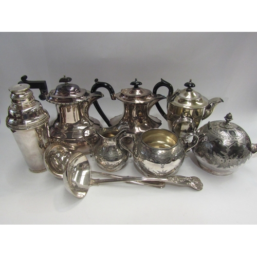 4489 - A selection of silver plated wares including coffee pot, teapots and jug