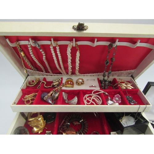 4493 - A jewellery box with contents including watches, bracelet, earrings and necklaces etc.