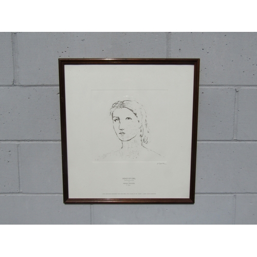 7599 - HENRY MOORE O.M., C.H. (British, 1898-1986): 'Head of Girl', softground etching, 1983, printed signa... 