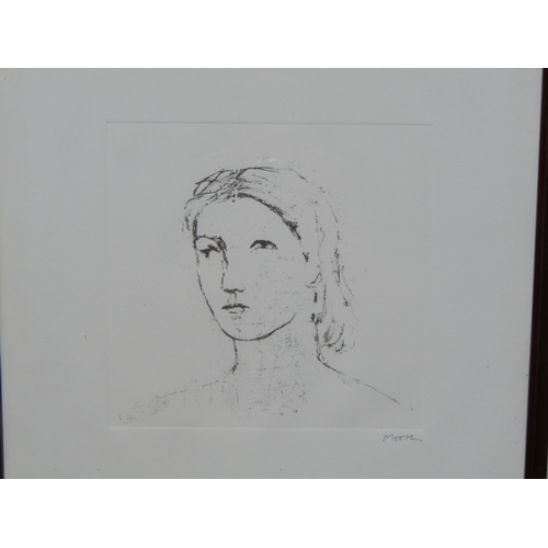 7599 - HENRY MOORE O.M., C.H. (British, 1898-1986): 'Head of Girl', softground etching, 1983, printed signa... 