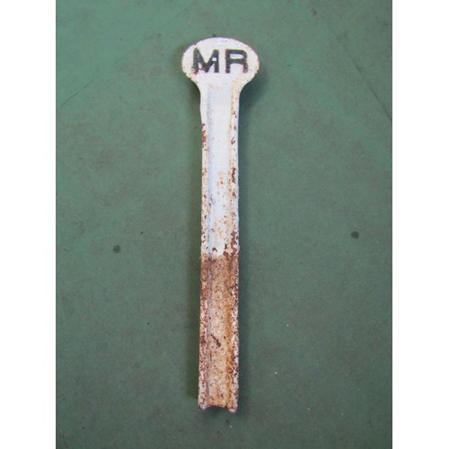 8209 - A cast iron Midland Railway Boundary Post, mounted on bullhead rail, raised black lettering on white... 