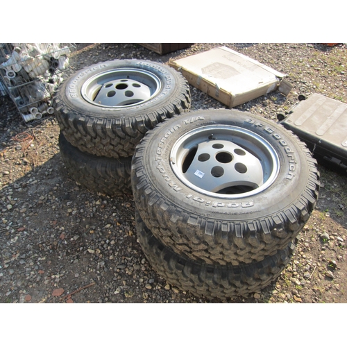 3434 - Four Land Rover classic wheels and tyres