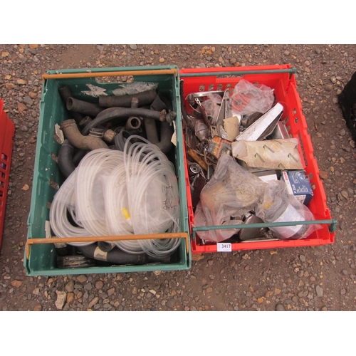 3417 - Two boxes of mixed car spares including hoses